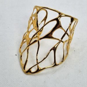 Alexis Bittar Liquid Gold Large Interlaced Cuff Bracelet Gold Tone 6.5"